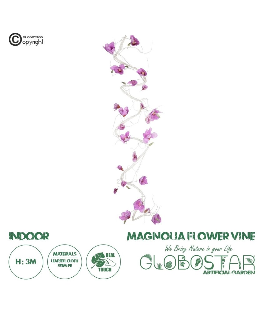 GloboStar® Artificial Garden MAGNOLIA FLOWER VINE 21471 Τεχνητό Διακοσμητικό Φυτό Λευκή & Ροζ Μανόλια Μ20 x Π20 x Υ300cm